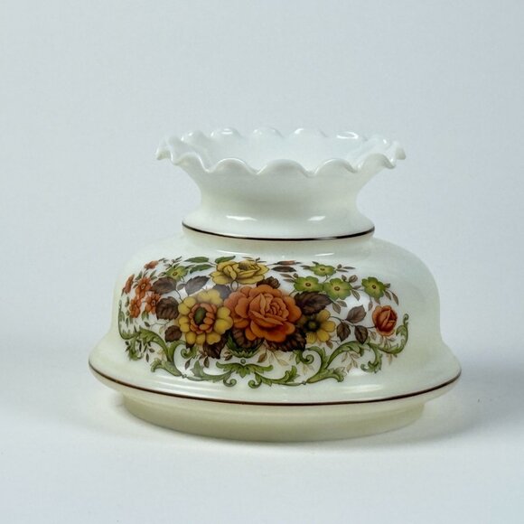 Antique Style Floral Glass Lamp Shade Topper Elegant3 Design With Vibrant Blooms - Picture 5 of 10